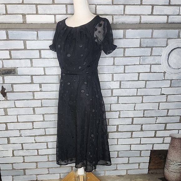 NY Collection Dresses & Skirts - NWT NY Collection A-Line Dress Women’s Small Black Polka Dot Short Sleeve Lined